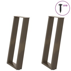 Pieds de table console en U, 2 pièces, acier naturel, 28 x (72-73) cm 