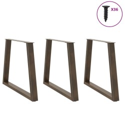 Pieds de table à manger en forme de V 3 pièces Acier naturel 70 x (72-73,3) cm 