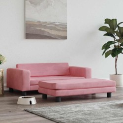 Lit pour chien avec extension rose 100x50x30 cm velours 