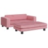 Lit pour chien avec extension rose 100x50x30 cm velours 