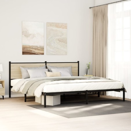 Cadre de lit en métal sans matelas chêne sonoma 200x200 cm 