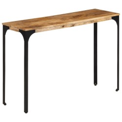 Table console marron 110x35x76cm bois massif de manguier et fer 