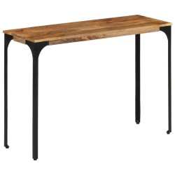 Table console marron 110x35x76cm bois massif de manguier et fer 
