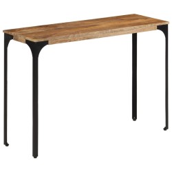 Table console marron 110x35x76cm bois massif de manguier et fer 