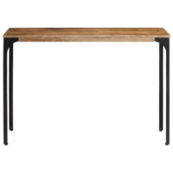 Table console marron 110x35x76cm bois massif de manguier et fer 