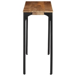 Table console marron 110x35x76cm bois massif de manguier et fer 