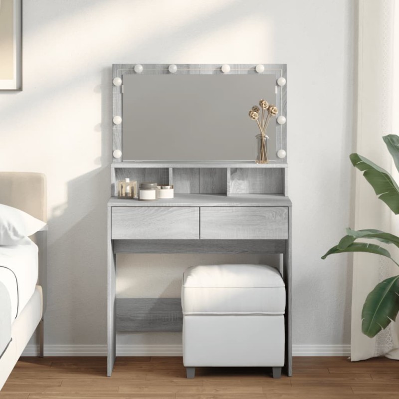 Coiffeuse avec LED sonoma gris 80x41x134,5 cm Coiffeuse avec LED sonoma gris 80x41x134,5 cm
