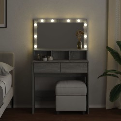 Coiffeuse avec LED sonoma gris 80x41x134,5 cm 
