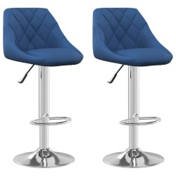 Tabourets de bar lot de 2 bleu velours 