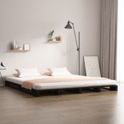Lit de palette sans matelas noir 120x200 cm bois massif 