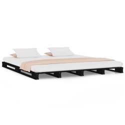 Lit de palette sans matelas noir 120x200 cm bois massif 