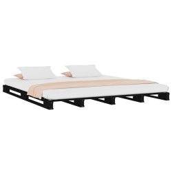 Lit de palette sans matelas noir 120x200 cm bois massif 
