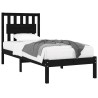 Cadre de lit sans matelas noir bois massif 