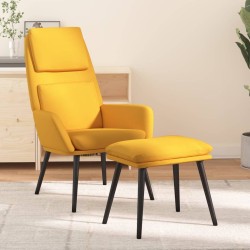Chaise de détente et repose-pied Jaune moutarde Tissu 
