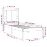 Cadre de lit sans matelas noir 75x190 cm bois massif 