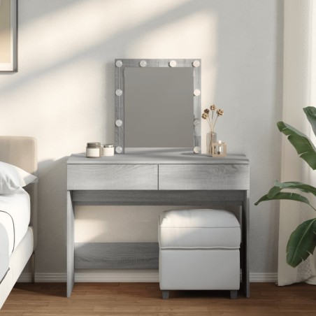Coiffeuse avec LED sonoma gris 100x40x130 cm 