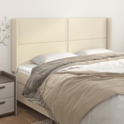 Tête de lit avec oreilles Crème 163x16x118/128 cm Similicuir 