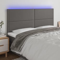 Tête de lit à LED Gris 160x5x118/128 cm Similicuir 