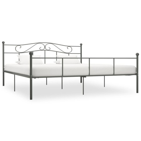 Cadre de lit sans matelas gris métal 180x200 cm 