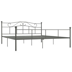 Cadre de lit sans matelas gris métal 180x200 cm 