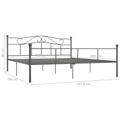 Cadre de lit sans matelas gris métal 180x200 cm 