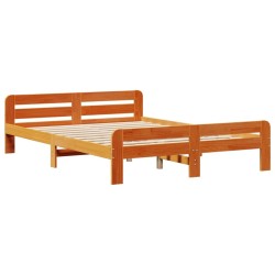 Cadre de lit sans matelas cire marron 140x190cm bois pin massif 