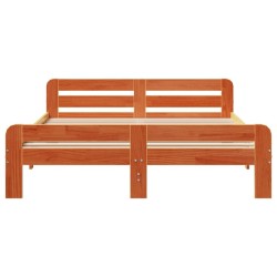 Cadre de lit sans matelas cire marron 140x190cm bois pin massif 