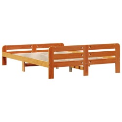 Cadre de lit sans matelas cire marron 140x190cm bois pin massif 