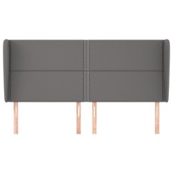 Tête de lit avec oreilles Gris 163x23x118/128 cm Similicuir 