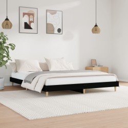 Cadre de lit sans matelas noir 150x200 cm bois d'ingénierie 