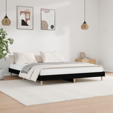 Cadre de lit sans matelas noir 150x200 cm bois d'ingénierie 
