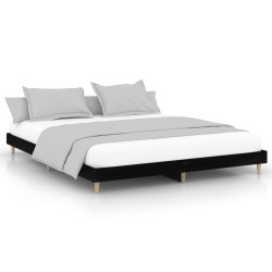 Cadre de lit sans matelas noir 150x200 cm bois d'ingénierie 