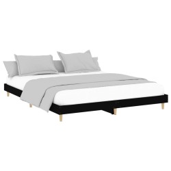 Cadre de lit sans matelas noir 150x200 cm bois d'ingénierie 