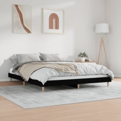 Cadre de lit sans matelas noir 150x200 cm bois d'ingénierie 