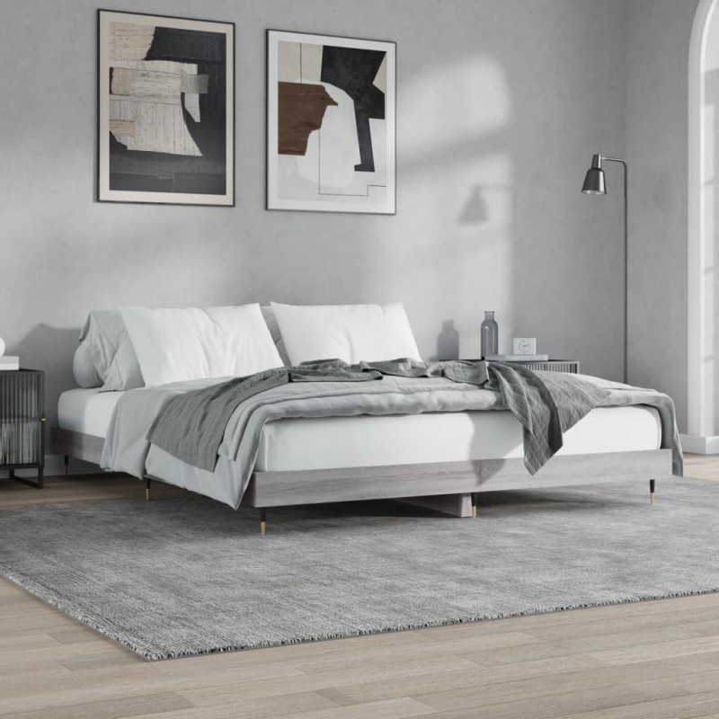 Cadre de lit sans matelas sonoma gris 120x200cm bois ingénierie Cadre de lit sans matelas sonoma gris 120x200cm bois ingénierie