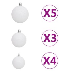 Arbre de Noël artificiel pré-éclairé et boules bleu 180 cm PVC 