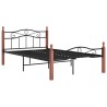 Cadre de lit sans matelas noir métal bois chêne 120x200 cm 