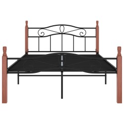 Cadre de lit sans matelas noir métal bois chêne 120x200 cm 