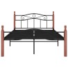 Cadre de lit sans matelas noir métal bois chêne 120x200 cm 