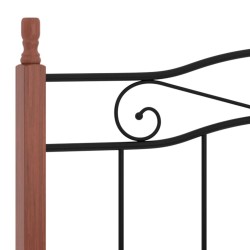 Cadre de lit sans matelas noir métal bois chêne 120x200 cm 