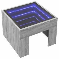 Table basse avec LED infini sonoma gris 40x40x30 cm 