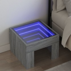 Table de chevet avec LED infini sonoma gris 40x40x30 cm 