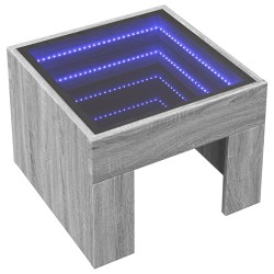 Table de chevet avec LED infini sonoma gris 40x40x30 cm 