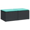 Salon de jardin avec coussins 2 pcs noir résine tressée acacia 