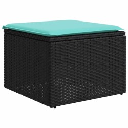 Salon de jardin avec coussins 2 pcs noir résine tressée acacia 
