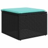 Salon de jardin avec coussins 2 pcs noir résine tressée acacia 