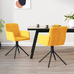 Chaises pivotantes à manger lot de 2 Jaune Velours 