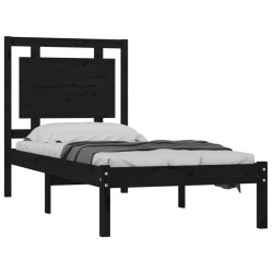 Cadre de lit sans matelas noir 75x190 cm bois massif 