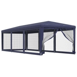 Tente de fête avec 8 parois latérales en maille Bleu 3x9 m PEHD 