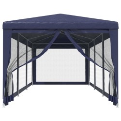 Tente de fête avec 8 parois latérales en maille Bleu 3x9 m PEHD 